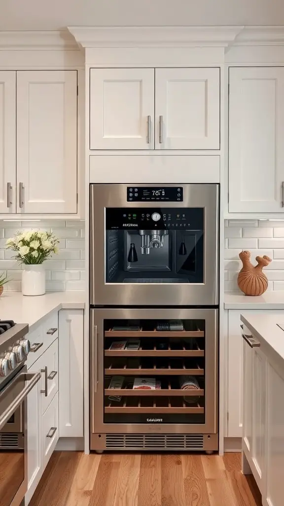 21 Stunning Luxury Kitchen Design Ideas for Your Dream Home 13 Modern luxury kitchen featuring a sleek coffee machine and wine fridge