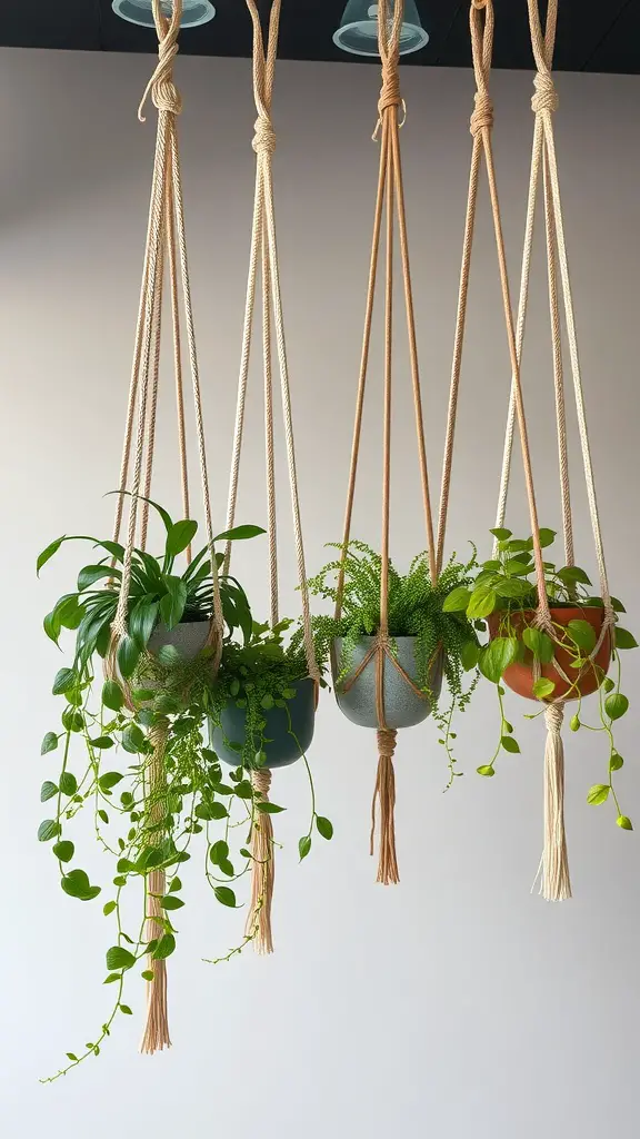 17 Creative Hanging Garden Ideas for Your Home and Balcony 10 Macrame hangers displaying various indoor plants