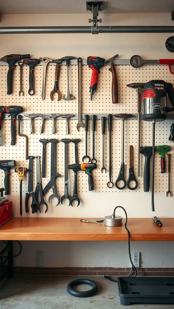 21 Creative Garage Storage Ideas You Need to Try 17 A well-organized garage wall with various tools neatly displayed on magnetic holders.