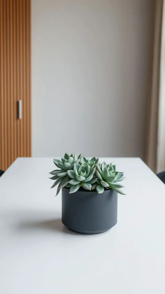 29 Stunning Dining Table Centerpieces for Every Occasion 4 A minimalist centerpiece featuring green succulents in a black pot on a white dining table.