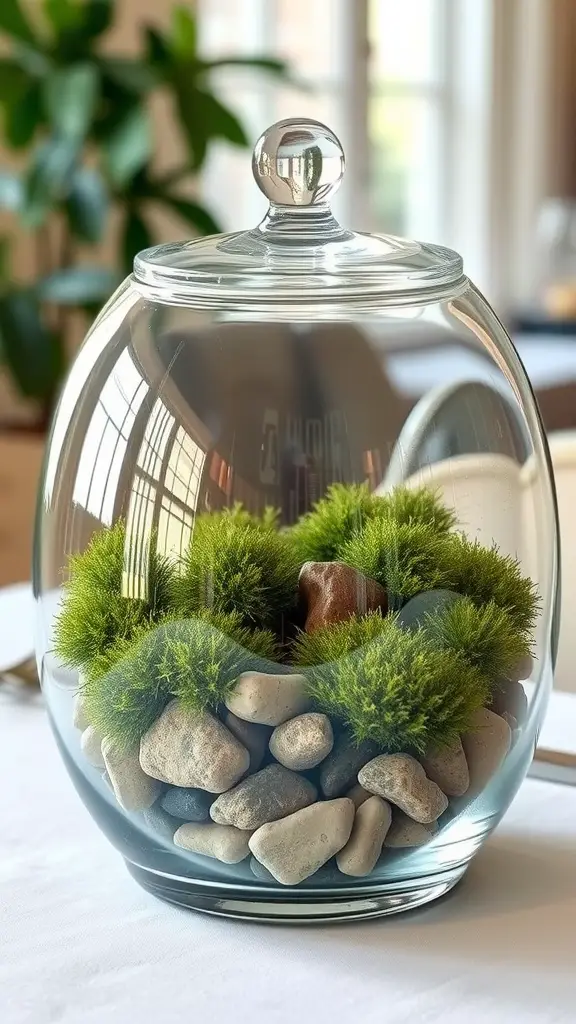 23 Creative Moss Decor Ideas to Beautify Your Home 9 Glass terrarium filled with moss and stones