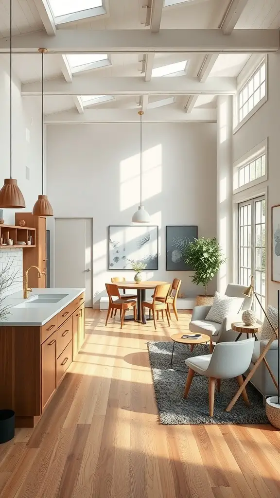 23 Stunning Modern Kitchen Ideas You Need to See 6 A modern open concept kitchen with large windows, wooden accents, and a cozy dining area.