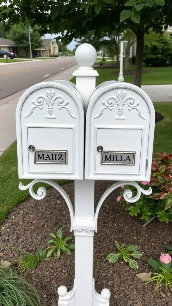 Personalized double mailbox with name plaques