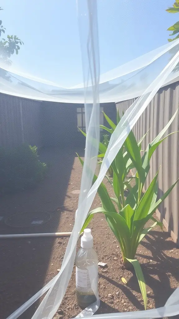 15 Creative Weed Barrier Ideas for Your Garden 6 Plastic sheeting in a garden providing temporary coverage over plants.