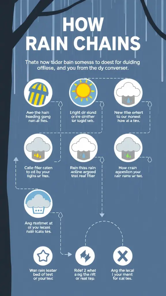 25 Creative Rain Chain Drainage Ideas for Your Home 13 Infographic illustrating how rain chains work with various weather conditions