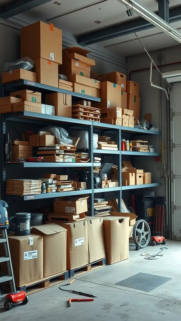 21 Creative Garage Storage Ideas You Need to Try 5 Heavy-duty shelving unit filled with boxes in a garage
