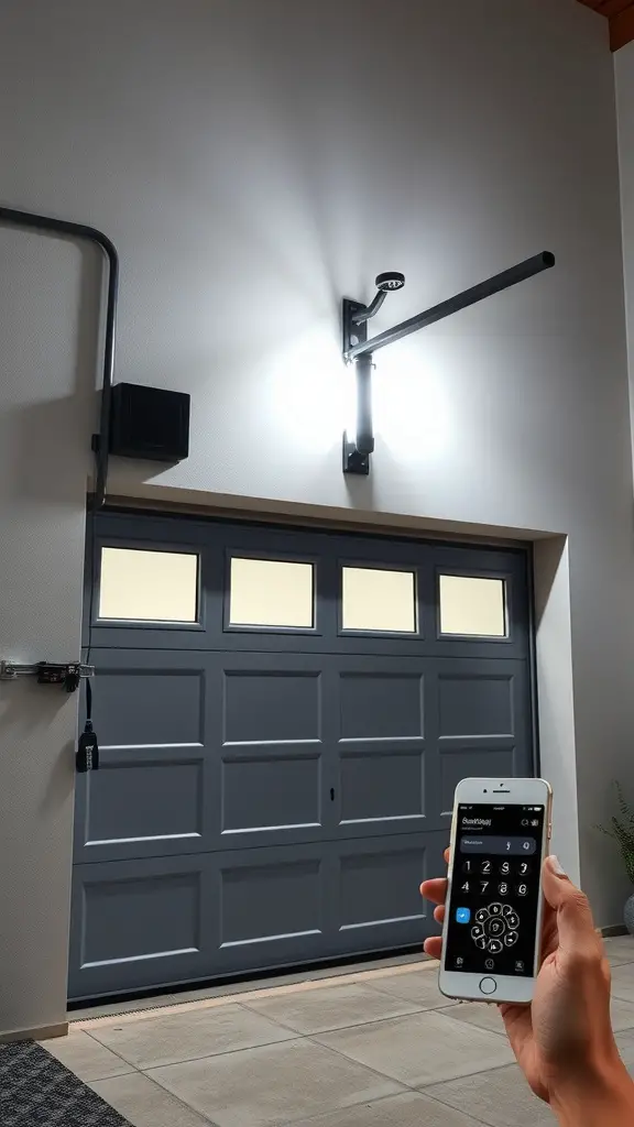 25 Creative Garage Door Ideas for a Stunning Home Entrance 2 A smart garage door with a smartphone control feature.