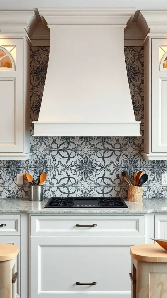 21 Stunning Luxury Kitchen Design Ideas for Your Dream Home 14 Sophisticated kitchen backsplash with intricate pattern and elegant design.