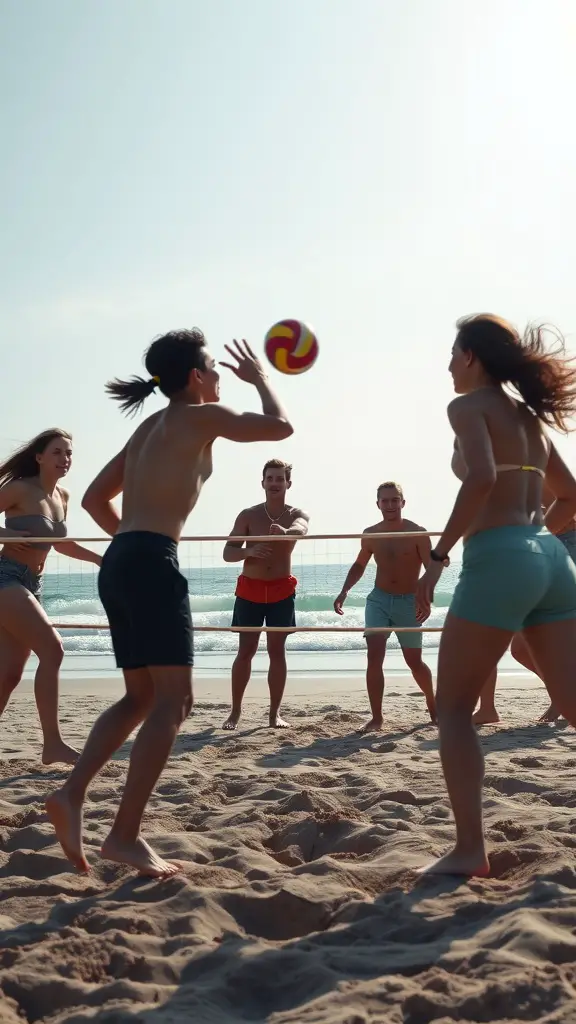17 Fun Yard Games for Adults to Enjoy This Summer 10 Group of friends playing Spikeball on the beach, enjoying a lively game.