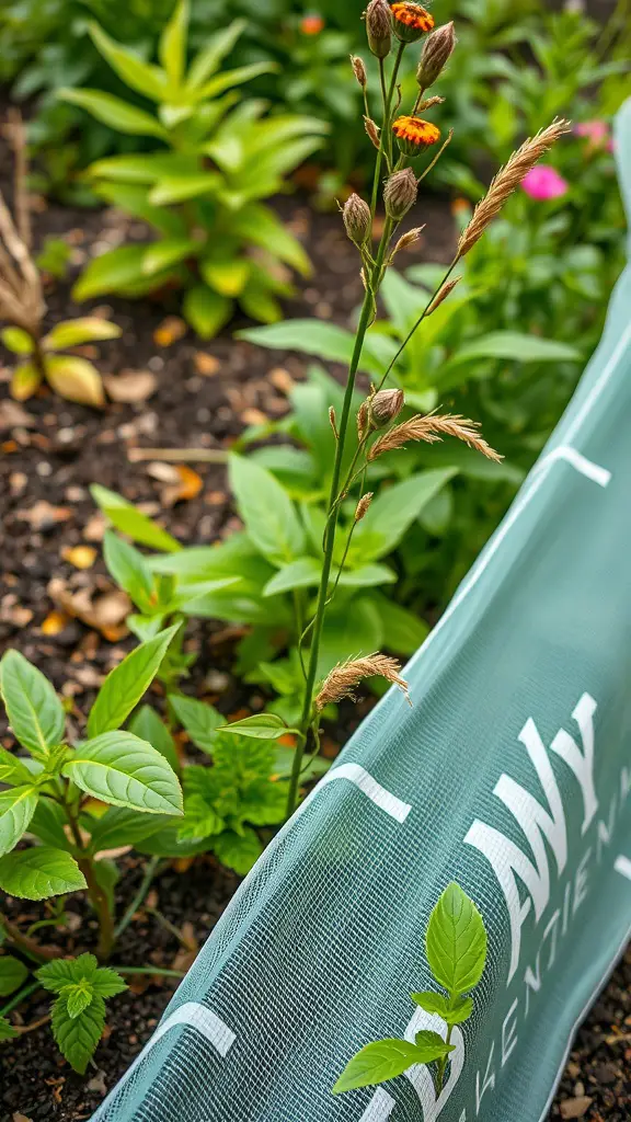 15 Creative Weed Barrier Ideas for Your Garden 14 Synthetic weed barrier fabric laid out in a garden with various plants