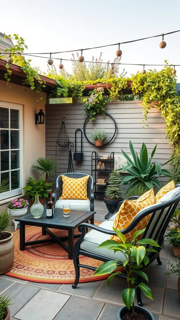 13 Stunning Backyard Makeover Ideas for Your Outdoor Oasis 3 Cozy patio setup with stylish furniture and plants