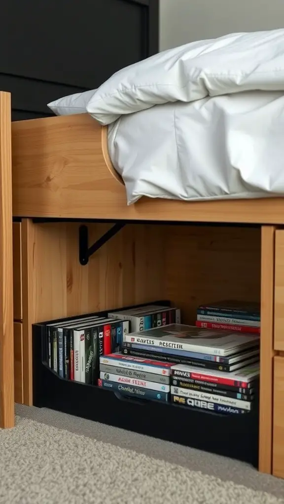 21 Creative DVD Storage Solutions for an Organized Home 4 Under-bed DVD storage solution with DVDs neatly organized in a drawer.