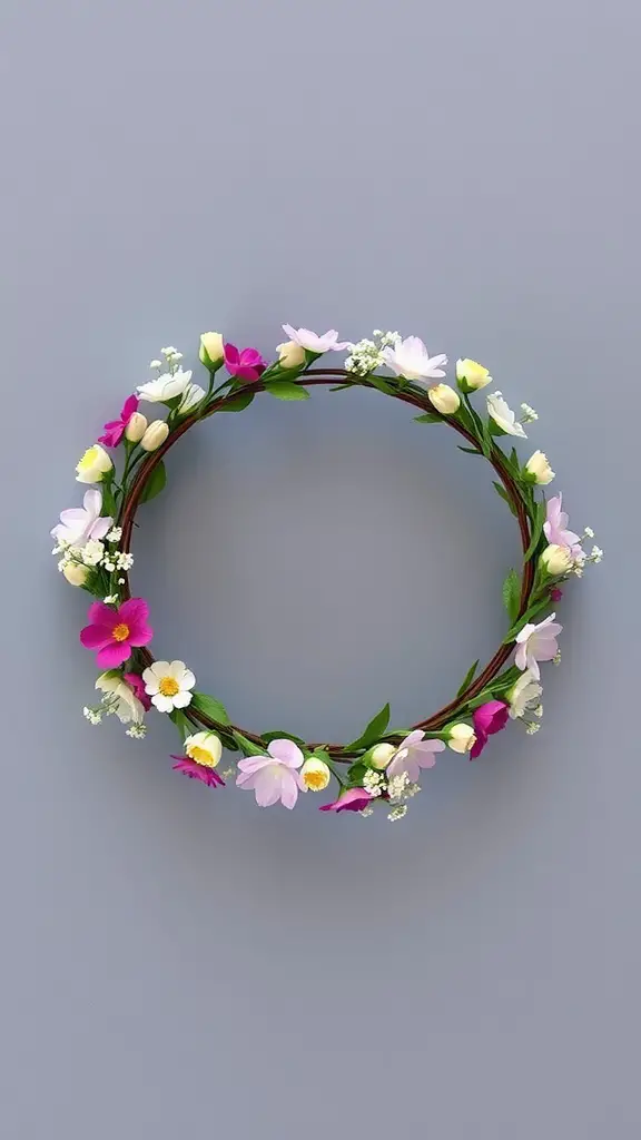 21 Stunning Flower Bouquet Ideas for Every Occasion 12 A whimsical flower crown featuring colorful blooms in pink, white, and yellow.