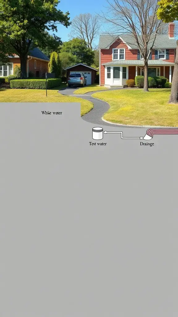 Diagram showing a white water system for managing drainage in a yard.