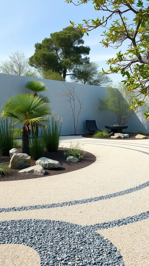 15 Stunning Labyrinth Garden Ideas for Your Outdoor Space 5 Zen-inspired garden with curved paths, greenery, and a seating area