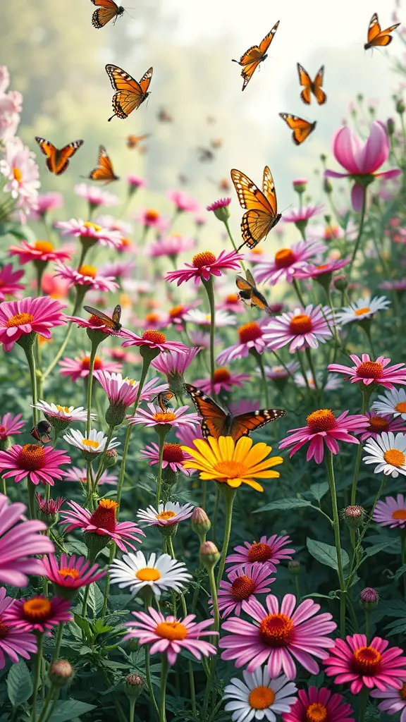 19 Enchanted Garden Ideas to Transform Your Outdoor Space 7 A colorful butterfly and pollinator garden filled with flowers and butterflies.