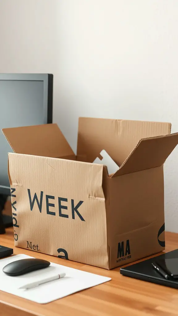 19 Creative DIY Storage Box Ideas You Need to Try 3 A cardboard box on a desk, ready for a makeover