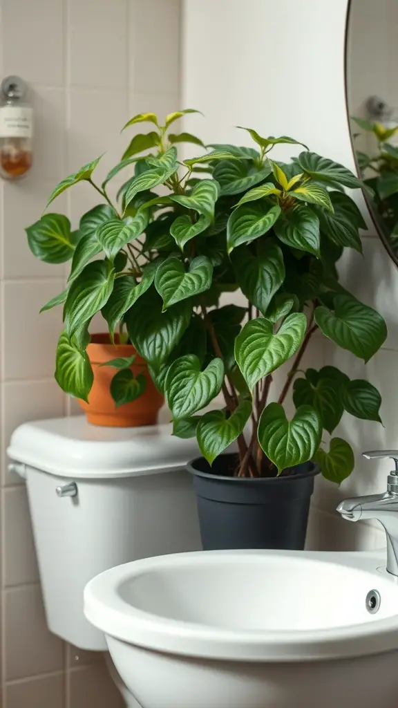 21 Stunning Bathroom Plants for a Fresh and Lively Space 13 A Cast Iron Plant in a bathroom setting, next to a toilet, showcasing its lush green leaves.