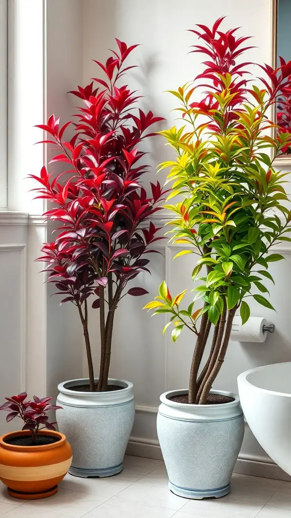 21 Stunning Bathroom Plants for a Fresh and Lively Space 14 Chinese Evergreen plants in vibrant colors in a bathroom setting