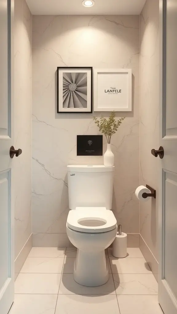 19 Stunning Small Full Bathroom Ideas for Maximum Style 16 A compact, modern toilet in a small bathroom with stylish decor.