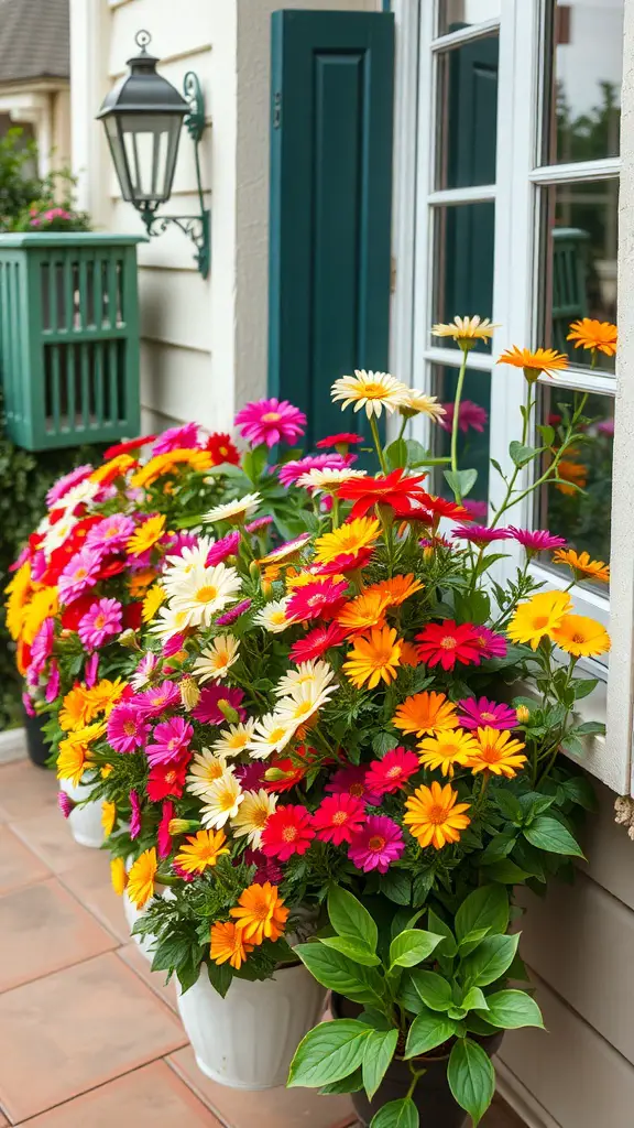 21 Creative Balcony Landscaping Ideas You’ll Love 10 Colorful flower beds with pink, yellow, and orange flowers on a balcony