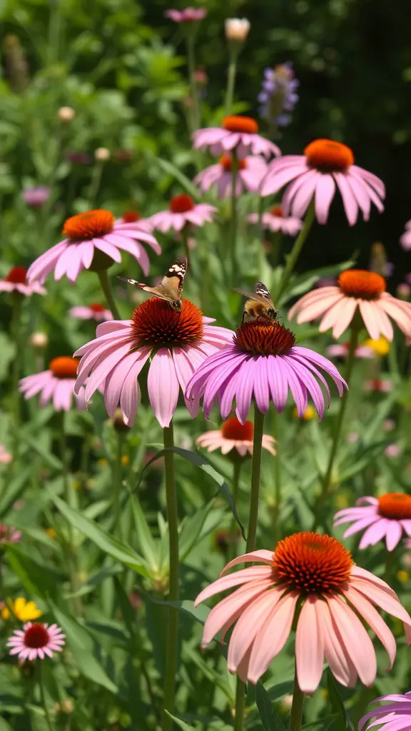 19 Stunning Perennial Plants for Your Garden 8 A vibrant display of coneflowers with butterflies resting on them