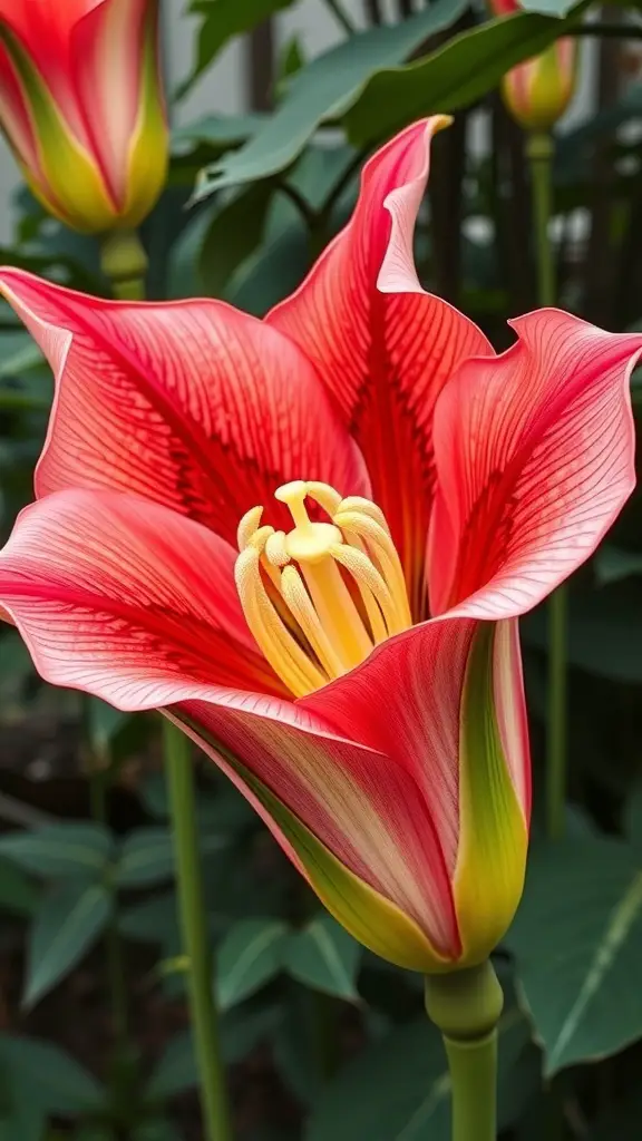 Close-up of a vibrant Corpse Flower with red and yellow petals