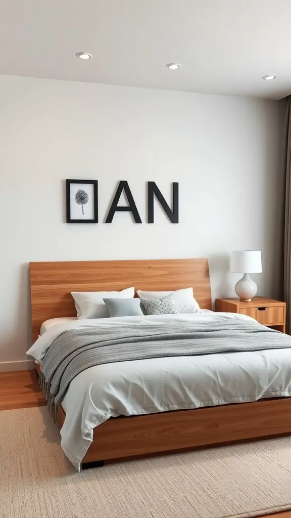 25+Creative Bed Frame with Storage Ideas You’ll Love 17 A modern wooden bed frame with storage drawers, styled with soft bedding and decorative pillows.