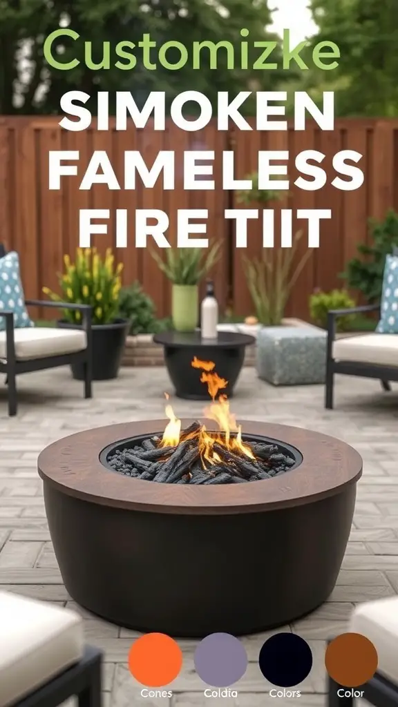 Customizable smokeless fire pit with color options and modern design