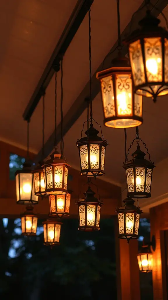 21 Stunning Mexican Patio Hacienda Style Ideas for Your Outdoor Space 12 Hanging decorative lanterns illuminating a Mexican patio