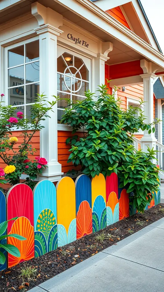 19 Creative House Skirting Ideas to Transform Your Home 8 Colorful decorative vinyl panels on a house skirting with vibrant patterns.