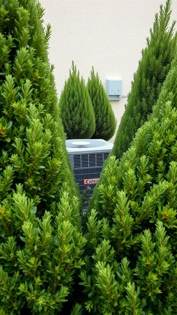 17 Creative Landscaping Ideas to Hide Your AC Unit 12 Evergreen hedges surrounding an air conditioning unit