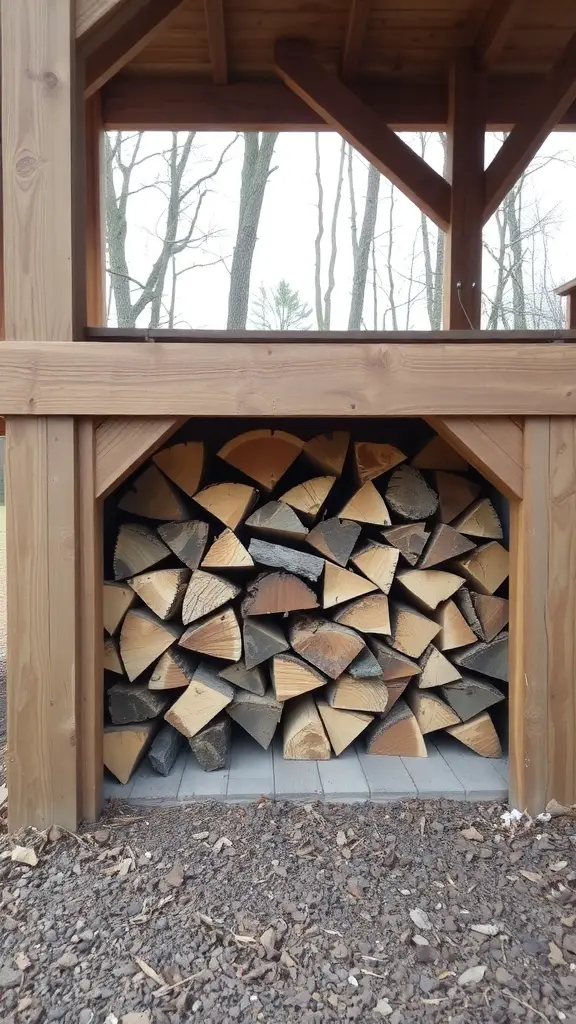 19 Creative Outdoor Firewood Storage Ideas You'll Love 12 Firewood stacked neatly under a wooden deck