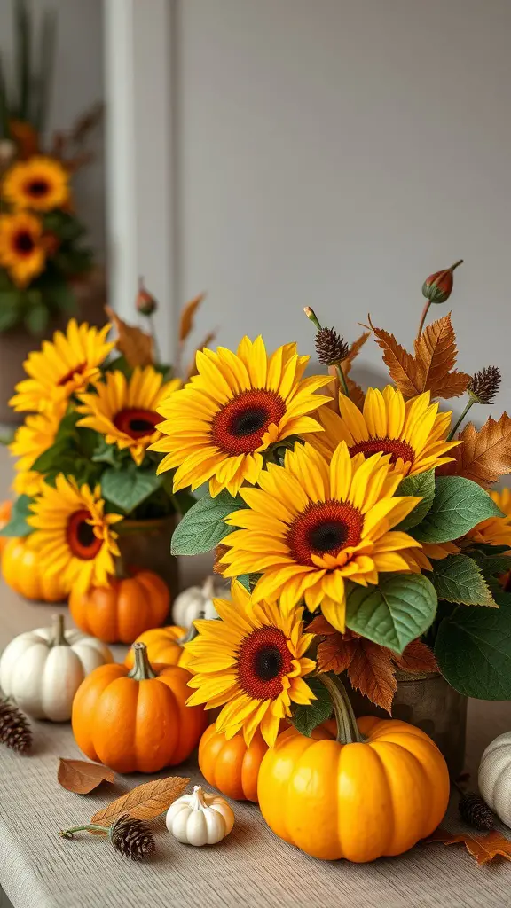 17 Creative Baby Shower Ideas for a September Celebration 7 Harvest-inspired centerpieces with sunflowers and pumpkins