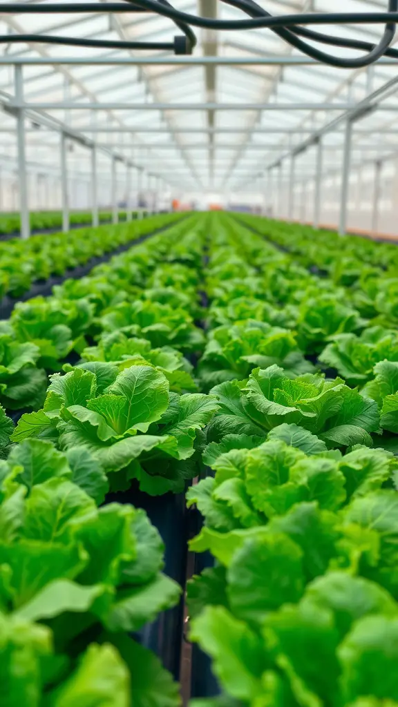 17 Innovative Hydroponic Gardening Ideas You Need to Try 13 Rows of vibrant green lettuce growing in a hydroponic greenhouse