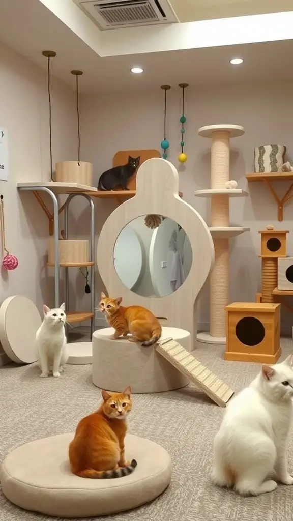 15 Creative Cat Room Ideas You’ll Love 8 A cozy cat play area with climbing structures and lounging spots.