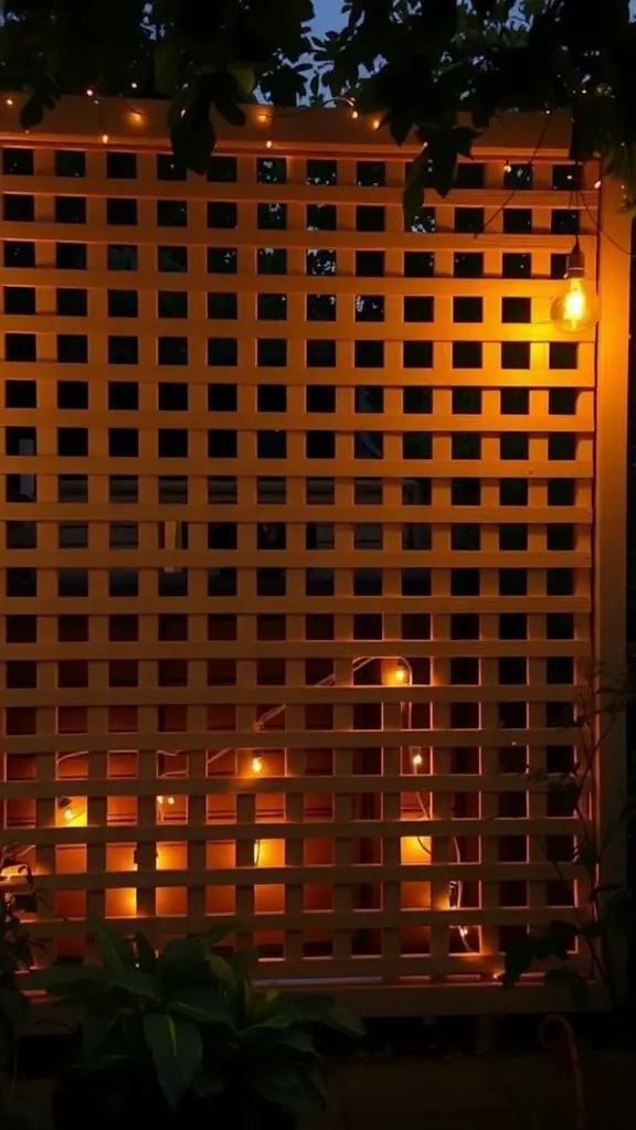 17 Creative Lattice Privacy Screen Ideas for Your Outdoor Space 2 Lattice privacy screen with integrated warm lights