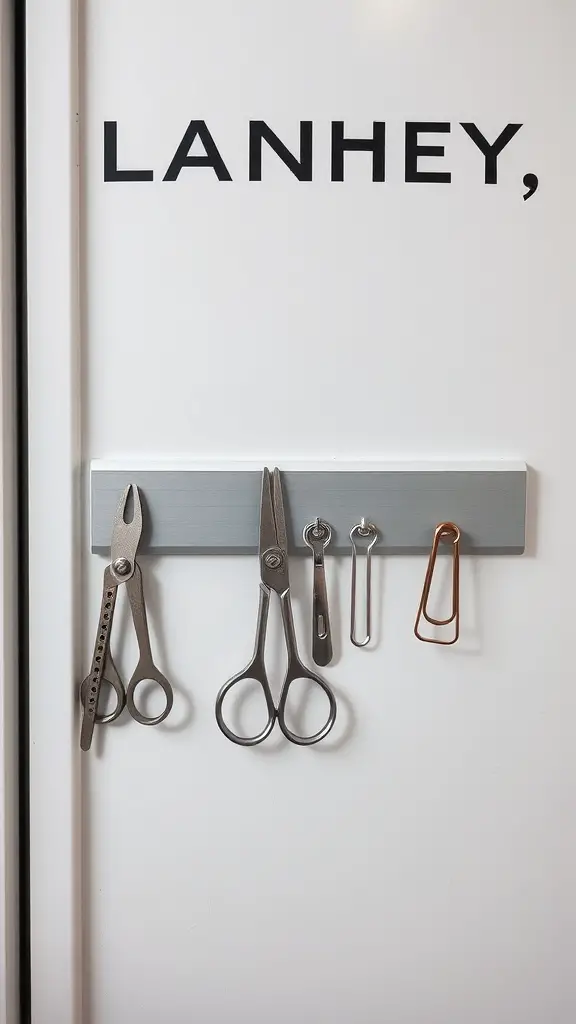 23+Creative Laundry Room Storage Ideas You Need to Try 2 Magnetic strip holding scissors and small tools on a wall