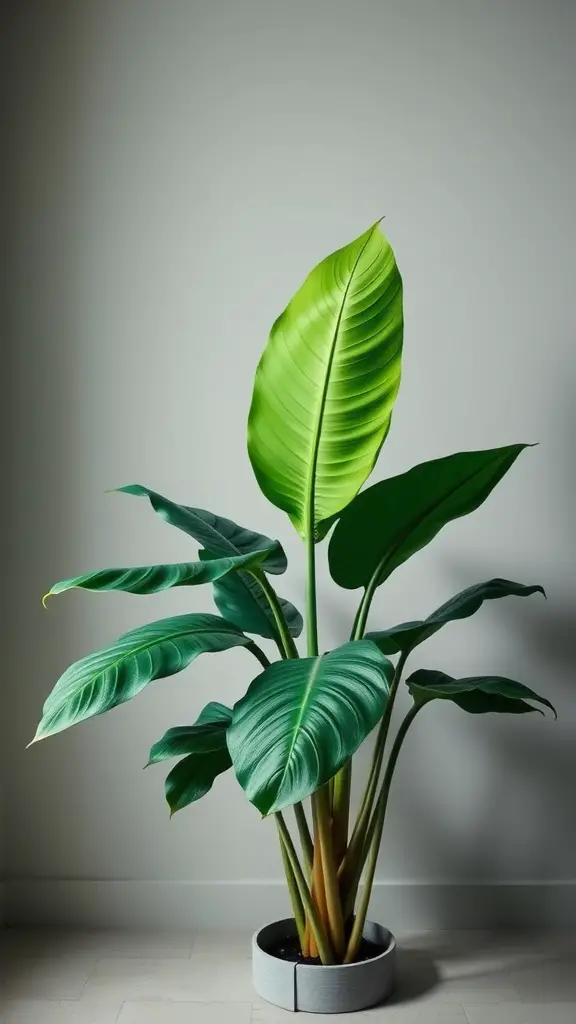 15 Stunning Monstera Plant Varieties You Need to Know About 14 A Monstera Acuminata plant with large, vibrant green leaves in a modern pot.