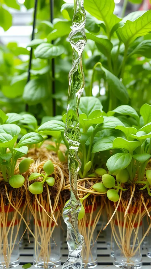 17 Innovative Hydroponic Gardening Ideas You Need to Try 5 A clear stream of water flowing over healthy green plants in a hydroponic NFT system.