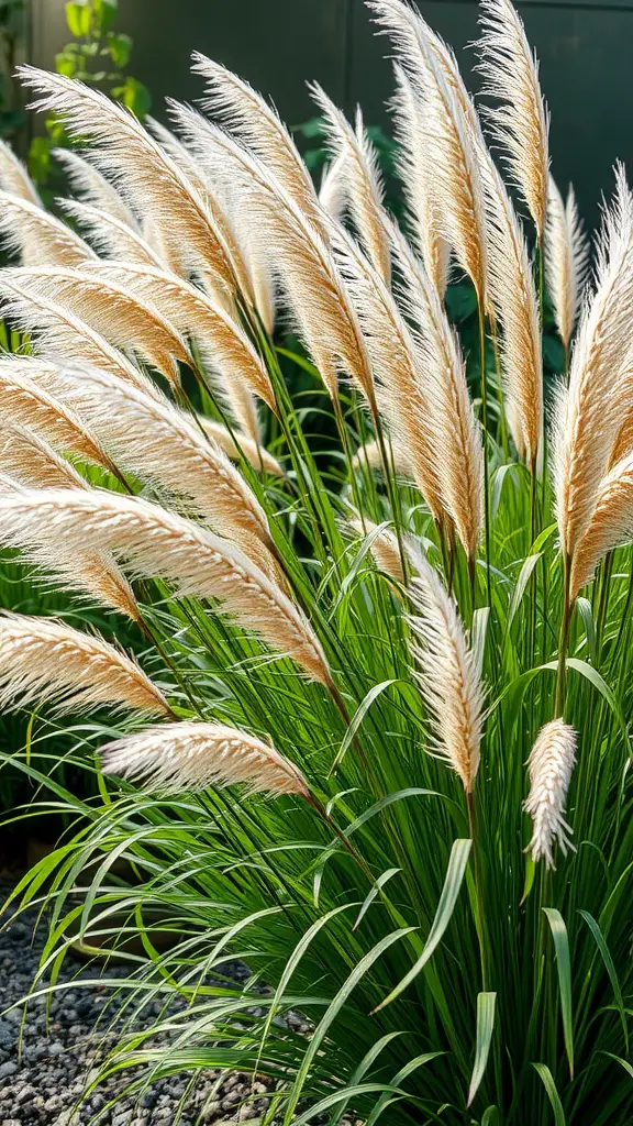 21 Inspiring Japanese Garden Ideas You’ll Love 18 Pampas grass with feathery plumes in a garden setting