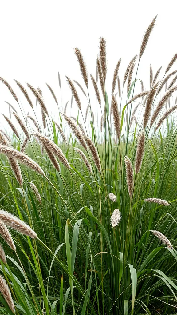 19 Stunning Perennial Plants for Your Garden 17 A close-up view of ornamental grasses with tall stalks and feathery plumes swaying in the breeze.