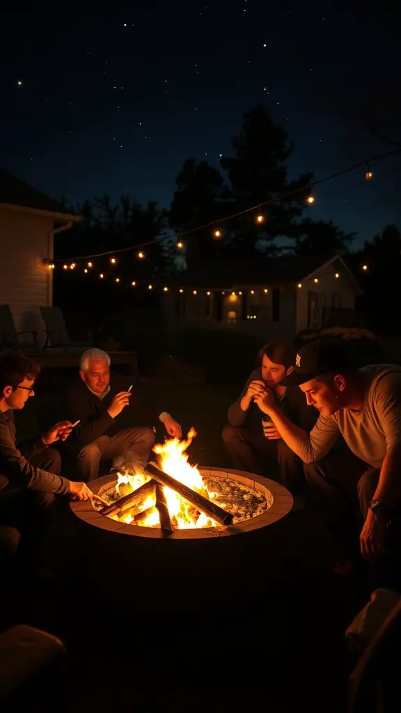 33 Fun and Creative House Party Ideas to Dazzle Your Guests 15 Group of friends gathered around a bonfire at night, enjoying a cozy atmosphere.