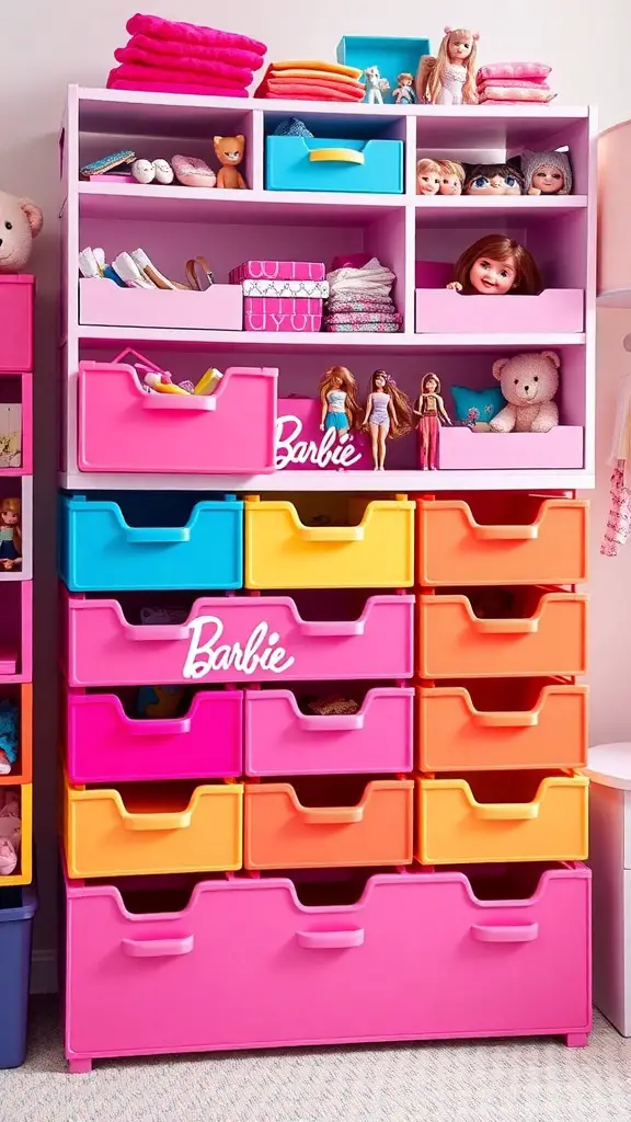 17 Creative Storage Ideas for Your Barbie Collection 13 Colorful stackable storage drawers for Barbie dolls and accessories