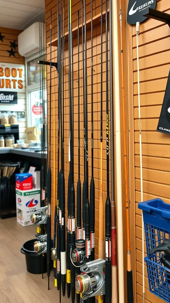 29+ Creative Fishing Rod Storage Ideas for Every Angler 17 Display of fishing rods in stackable holders