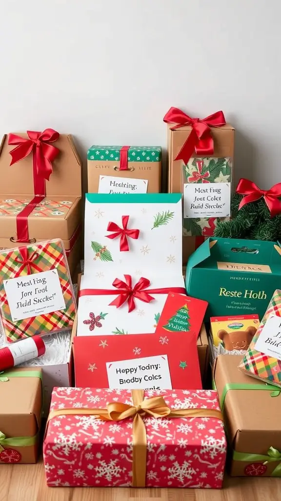 An assortment of colorful gift boxes with ribbons, perfect for subscription gifts.