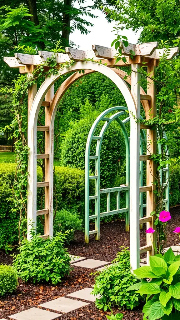 23 Creative Trellis Ideas for Ultimate Privacy in Your Garden 15 Two trellises in a garden surrounded by greenery and flowers
