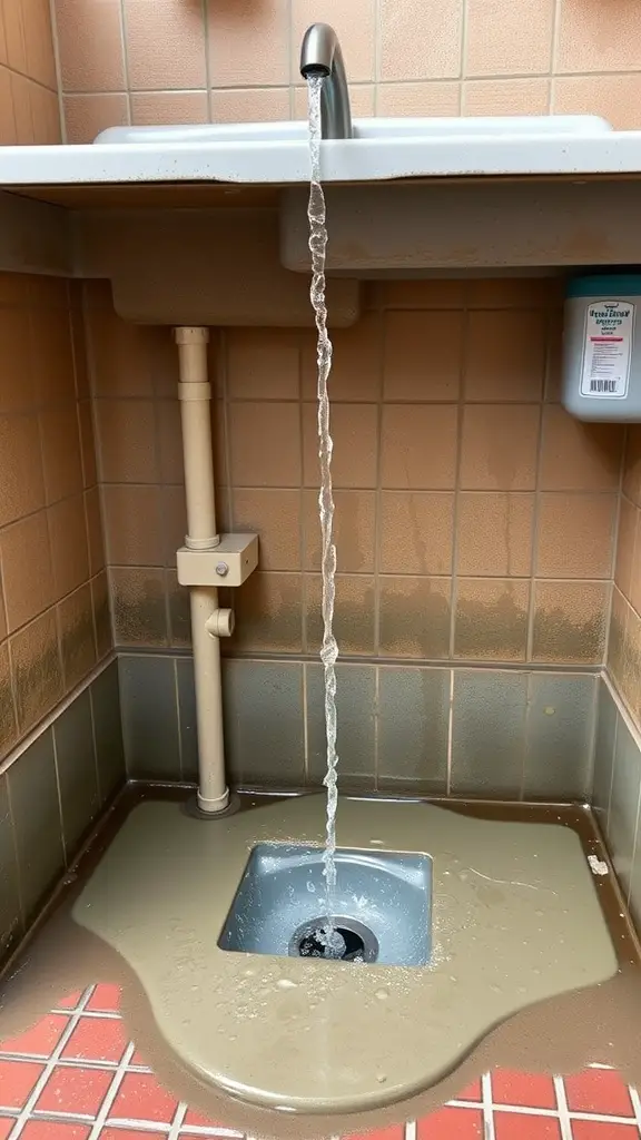 21+ Essential Items for a Perfect Dog Washing Station 11 A dog washing station with a faucet pouring water into a drainage area, showcasing effective water management.