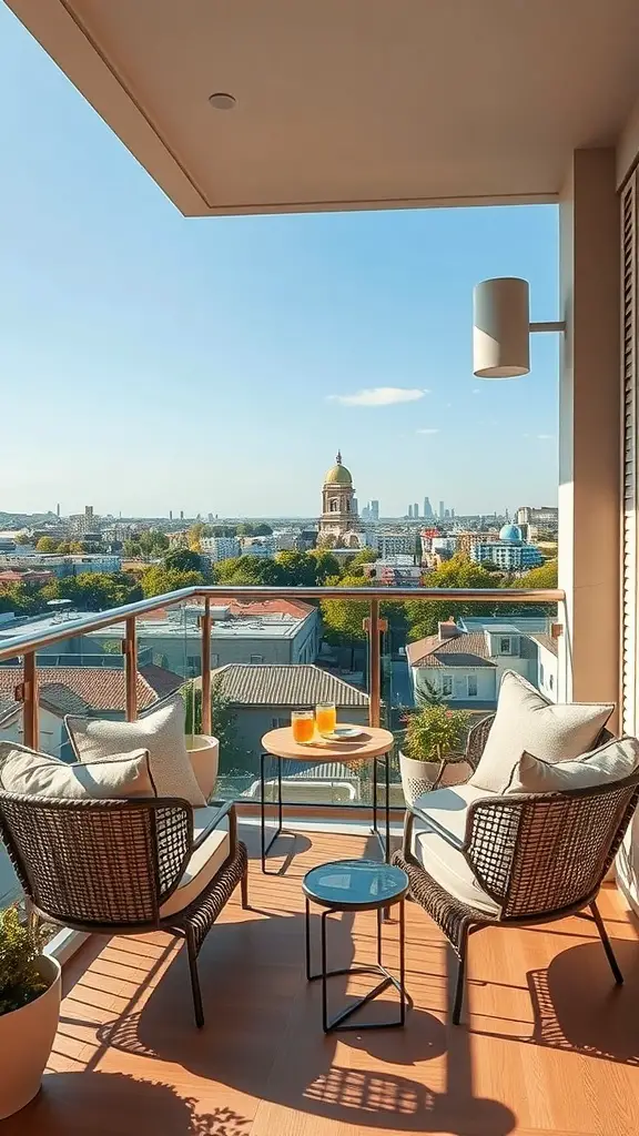 23+ Stylish Apartment Balcony Ideas for Your Outdoor Oasis 13 Stylish balcony with lounge chairs and a view
