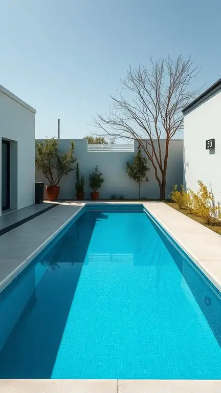 37+ Stunning Backyard Pool Design Ideas to Transform Your Outdoor Space 2 A sleek lap pool surrounded by modern landscaping, perfect for fitness enthusiasts.